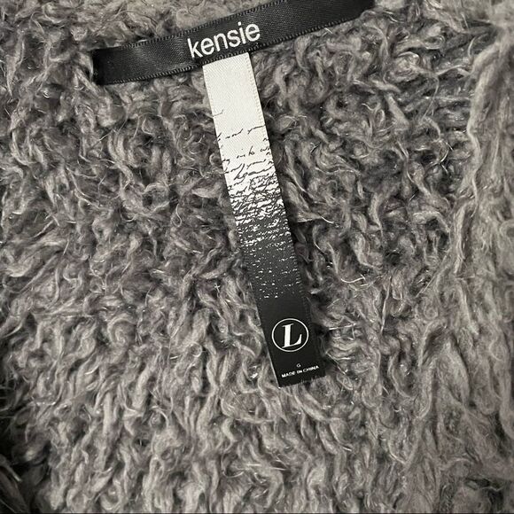 Kensie Fuzzy Fur Super Soft Open High Low Charcoal Sweater Vest, Large - Picture 7 of 12